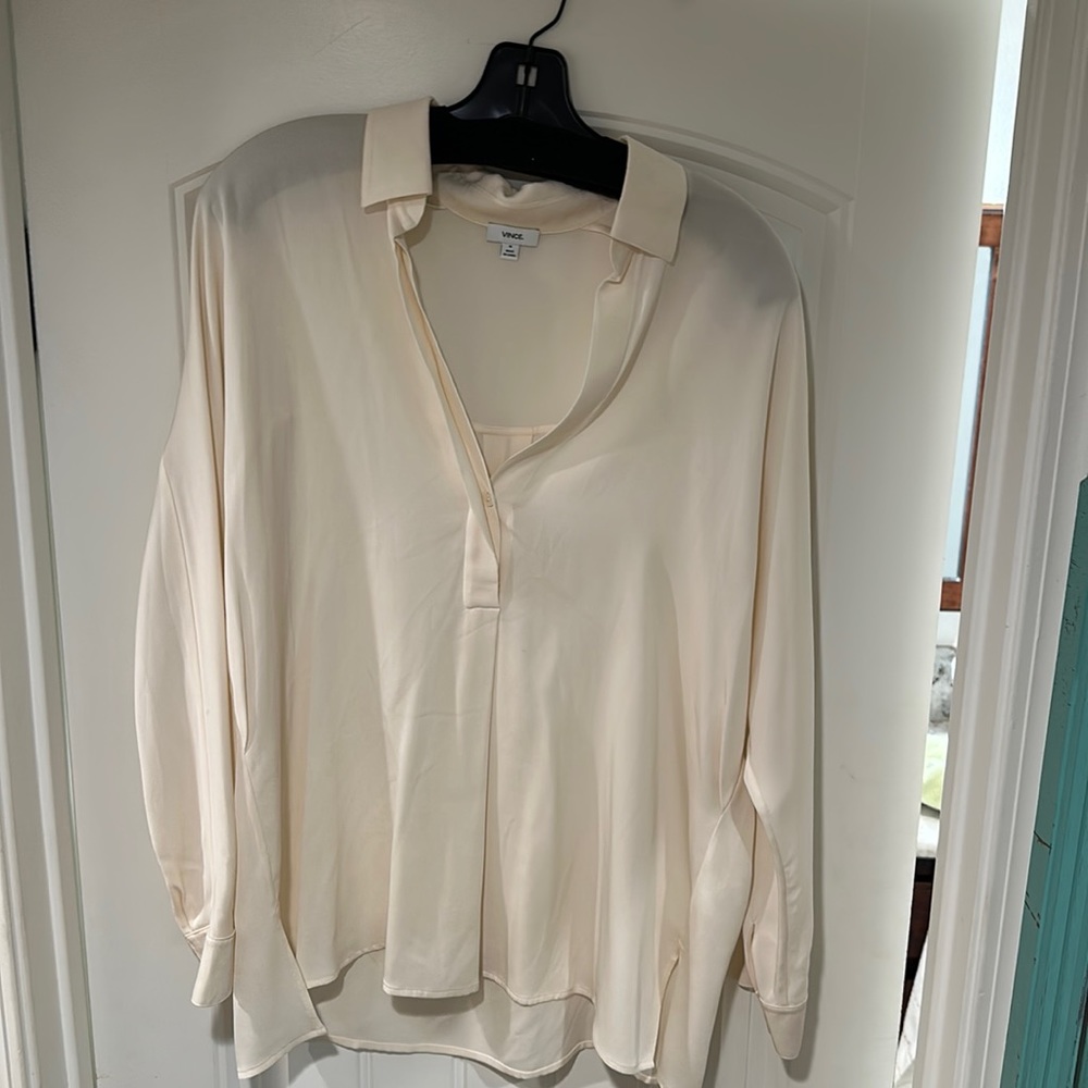 Vince woman’s white blouse. Size Medium, lightly worn.